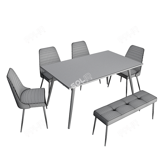 Sleek Kuryakin Dining Set 3D model image 3