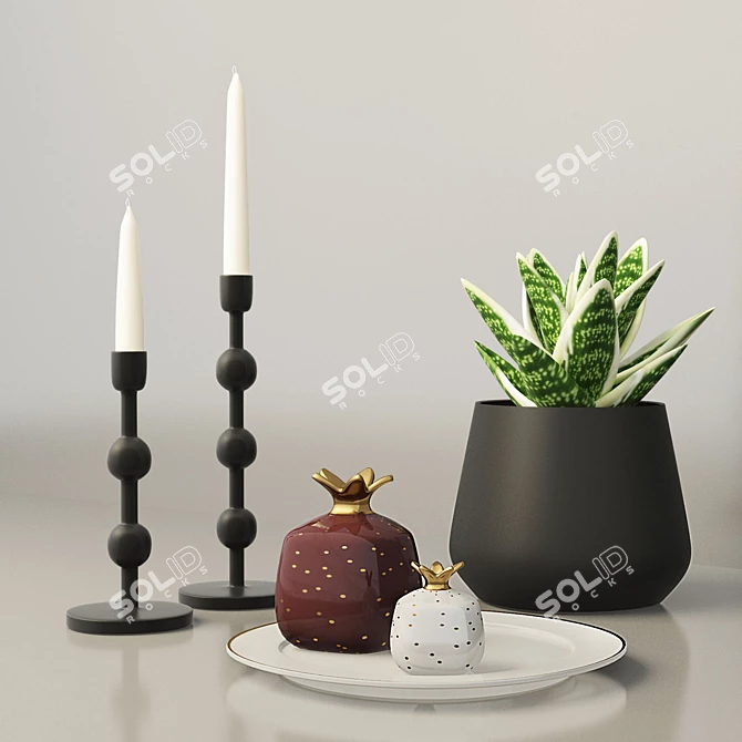 Elegant Ceramic Decor Set 3D model image 1