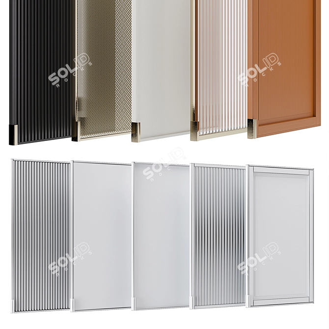 Versatile Cabinet Doors Set - Multiple Colors & Materials 3D model image 2