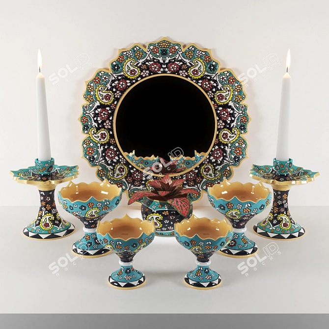 Persian Handcraft Decorative Set 3D model image 1