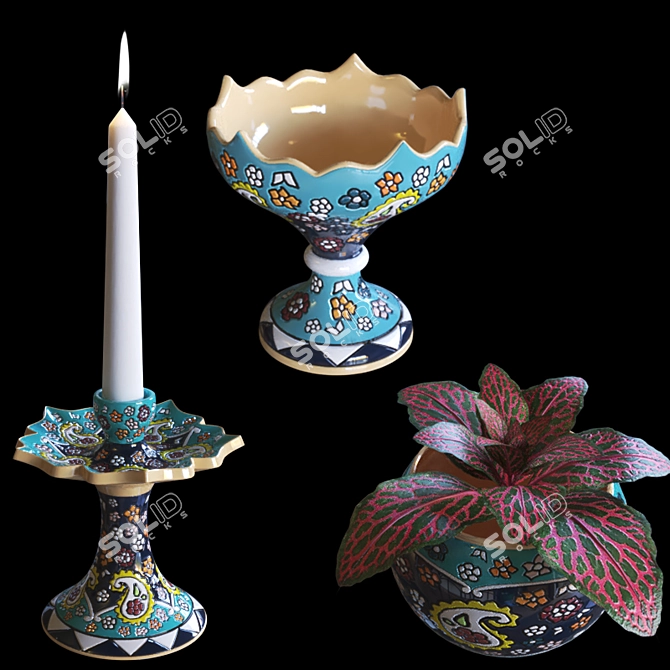 Persian Handcraft Decorative Set 3D model image 2