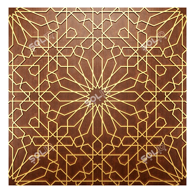 Elegant Islamic Wall Panel 3D model image 1