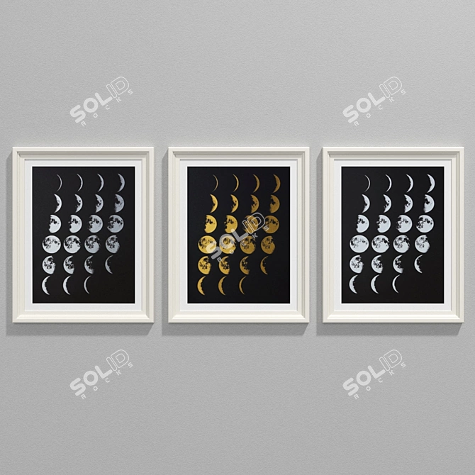 Lunar Phases Art Collection 3D model image 2