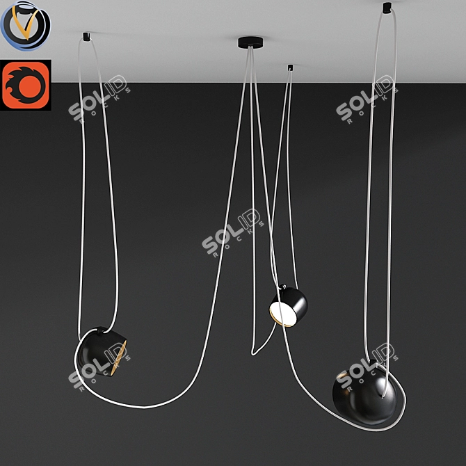 Bronze Aim 3 Pendant Lighting 3D model image 1