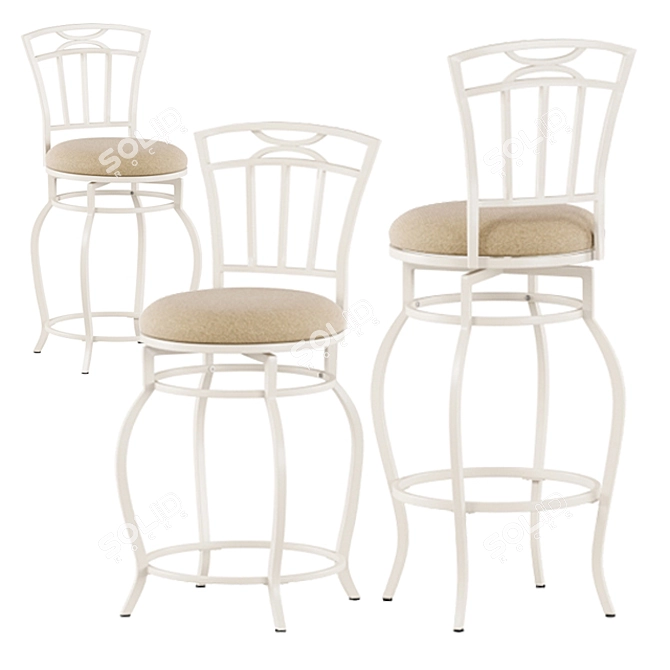 Elegant Orchid Metal Barstool Pair 3D model image 1