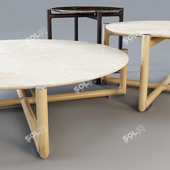 Elegant Wood and Marble Coffee Table - Mood by Flexform 3D model image 2