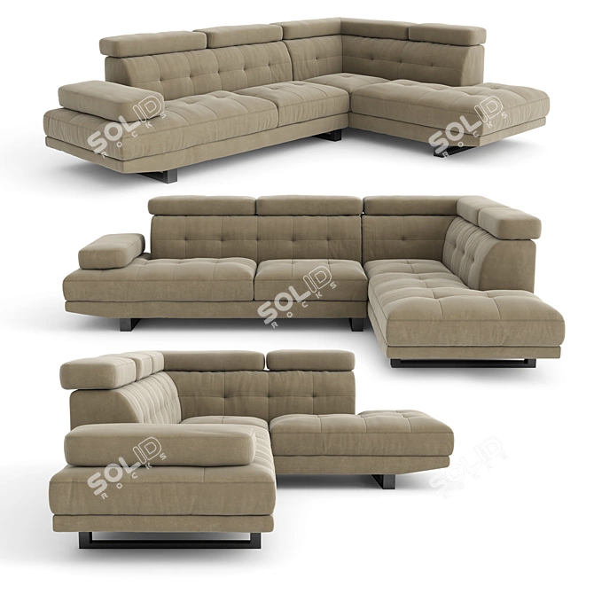 Modern Petitt Sectional Sofa: Stylish Comfort for Your Living Space 3D model image 1