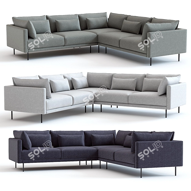 Modern West Elm Halsey L-Shaped Sectional 3D model image 1