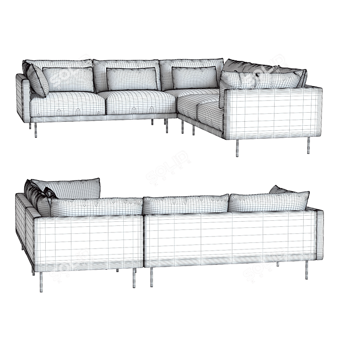 Modern West Elm Halsey L-Shaped Sectional 3D model image 2