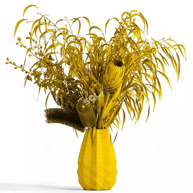 Exquisite Katsura Vase Bouquet 3D model image 2