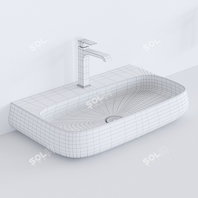 NUR Washbasin | Elegant Ceramic Rectangular Sink 3D model image 3