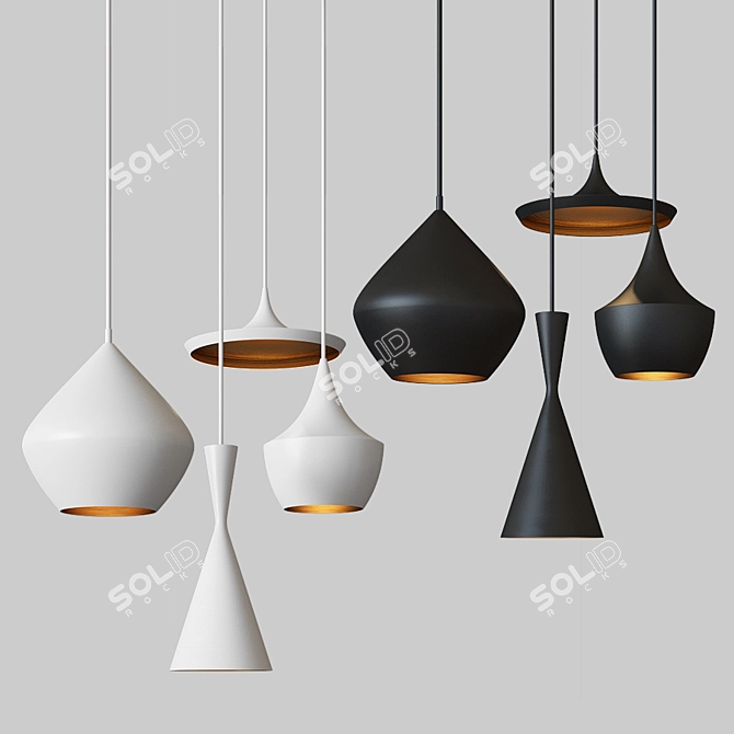 Tom Dixon Beat Light Chandelier: Modern Black & White Loft Concept 3D model image 1