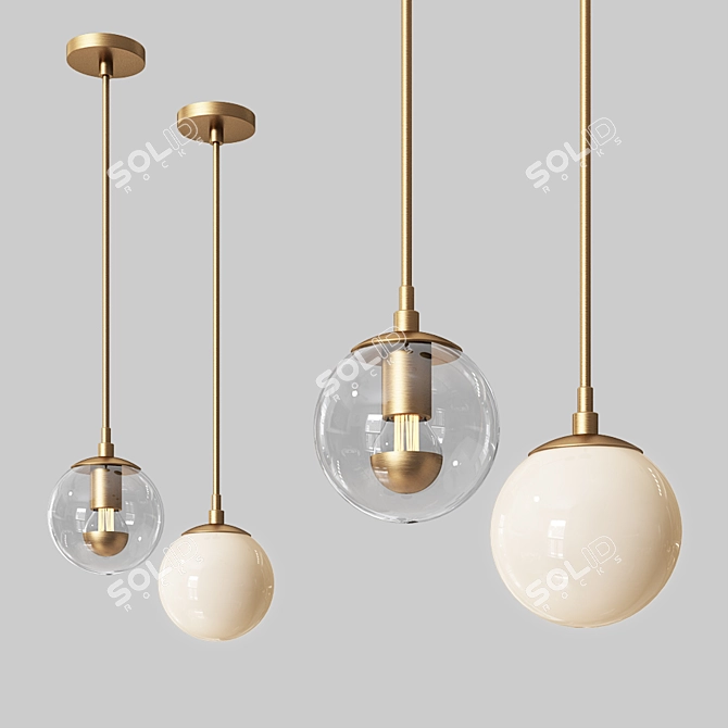 Stylish Modo Brass Pendant 3D model image 1