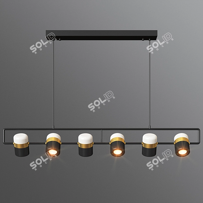 Modern Brass Pendant Light with Opaque Glass 3D model image 2