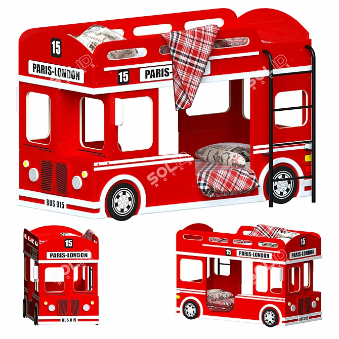 Vintage London Bus Bunk Bed 3D model image 1