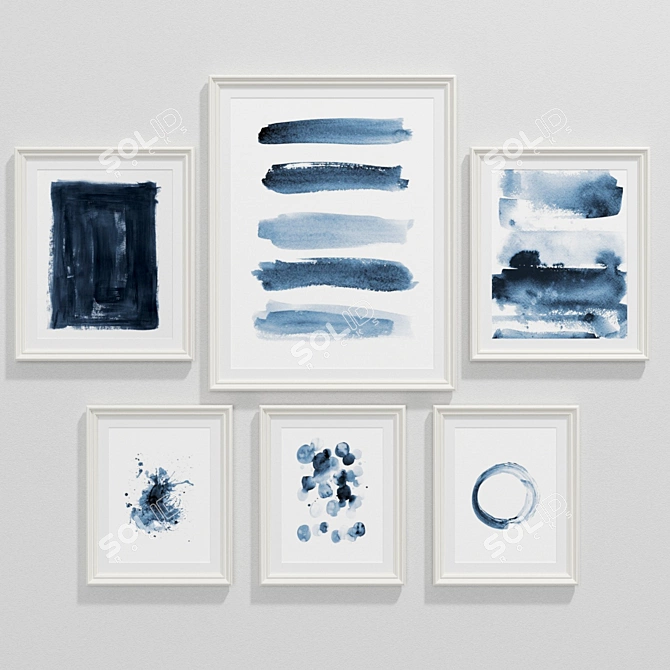 Modern Navy Blue Art Set 3D model image 2