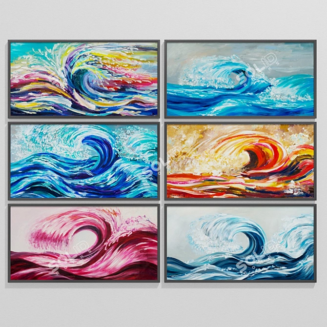  Modern Rolling Wave Art Set 3D model image 1