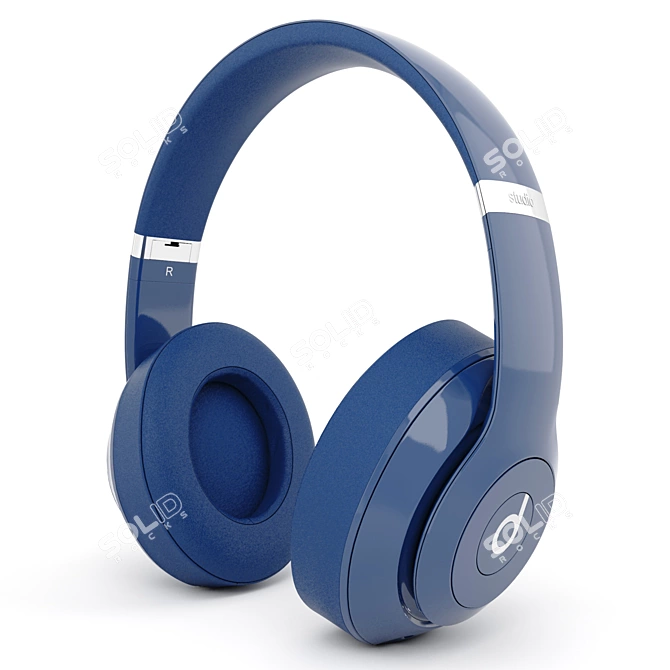 Beats Studio 3 Blue: Premium Smooth Headphones 3D model image 1