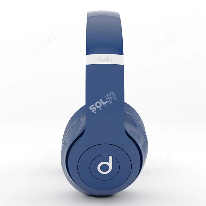 Beats Studio 3 Blue: Premium Smooth Headphones 3D model image 2