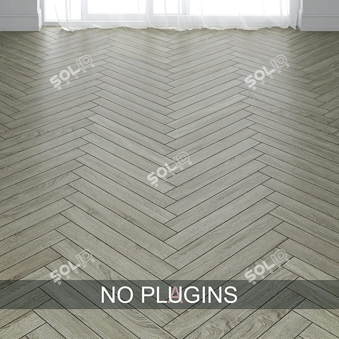 Gray Birch Chevron & Herringbone Parquet 3D model image 1