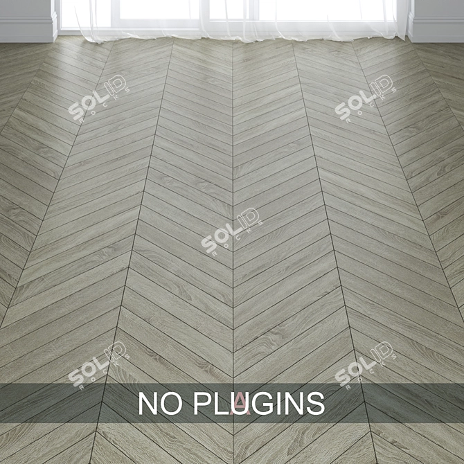 Gray Birch Chevron & Herringbone Parquet 3D model image 2