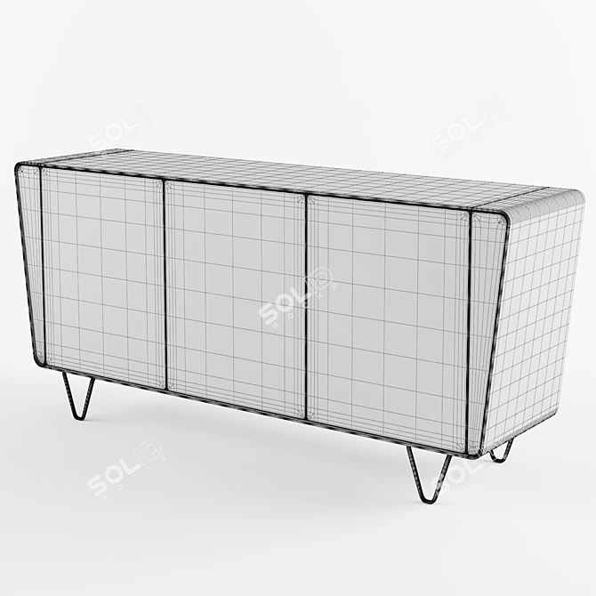 Elegant Wood and Steel Sideboard 3D model image 3