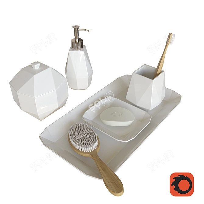 Elegant Porcelain Bathroom Organizers 3D model image 1