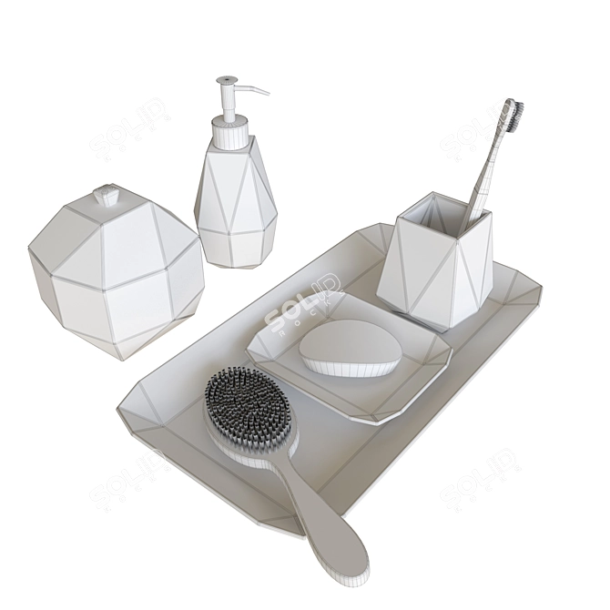Elegant Porcelain Bathroom Organizers 3D model image 2
