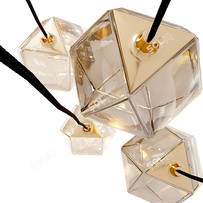 Sleek Crystal Hanging Lamp 3D model image 2