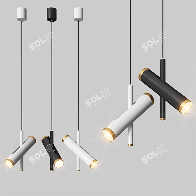 Modern Brass Glass Pendant Lights 3D model image 1