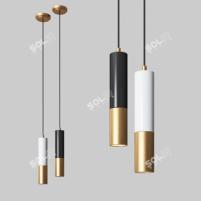 Modern Brass Ike Pendant Suspension 3D model image 1