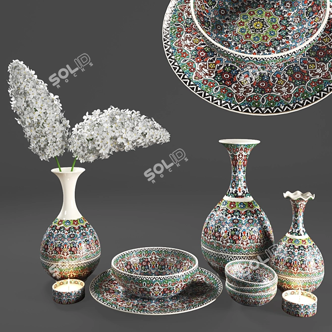 Persian Handcraft Decoration Set 3D model image 1