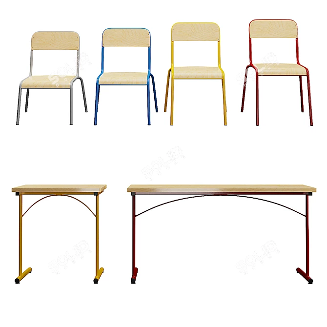 Atlas 2 School Chair & Table: Compliant with NF and NFD Standards 3D model image 3