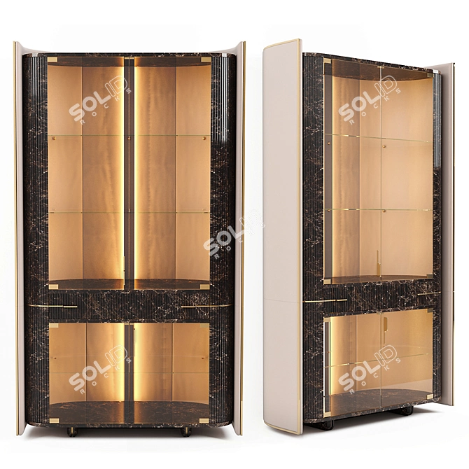 Eclipse Leather Vitrine: Modern Luxury Lighting 3D model image 1