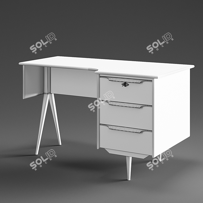 Vintage Wooden Desk 5NL104: Stylish and Functional 3D model image 3