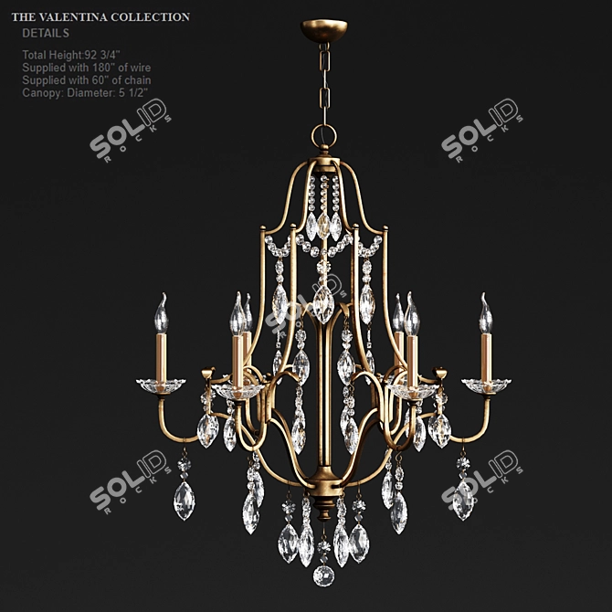 Elegant Valentina Chandelier - 6 Light Tier 3D model image 1
