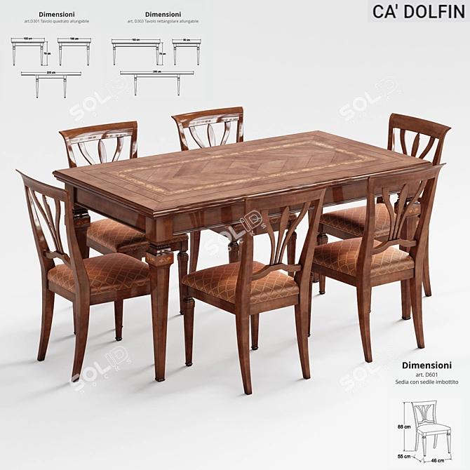 Elegant Cadolfin Cherry Wood Moletta 3D model image 1