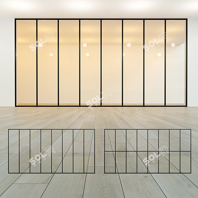 Modern Loft Glass Partition 3D model image 1