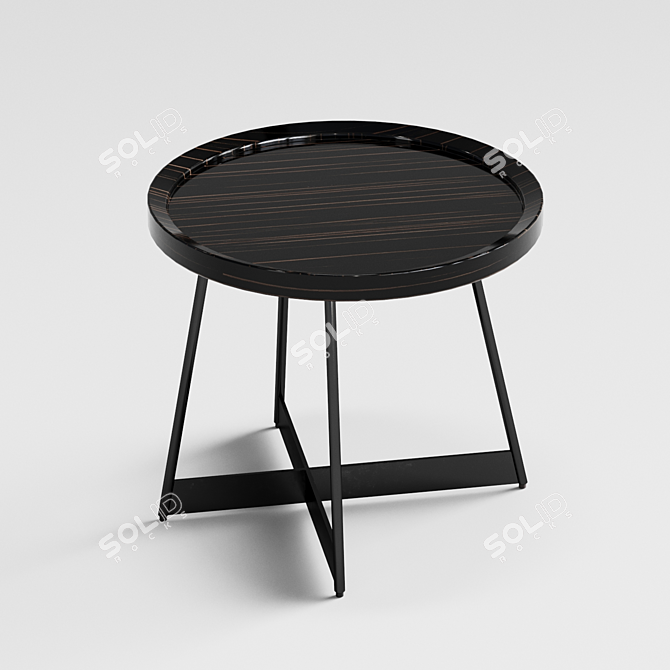 Elegant Hampton Gloss Round Side Table 3D model image 2