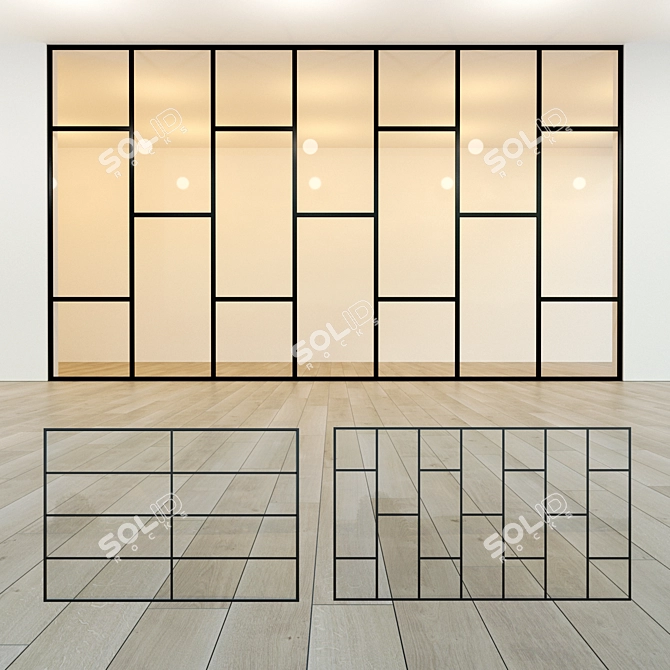 Customizable Glass Partition: Modern Loft Design 3D model image 1