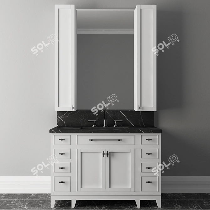 Sleek White Bathroom Set 3D model image 1