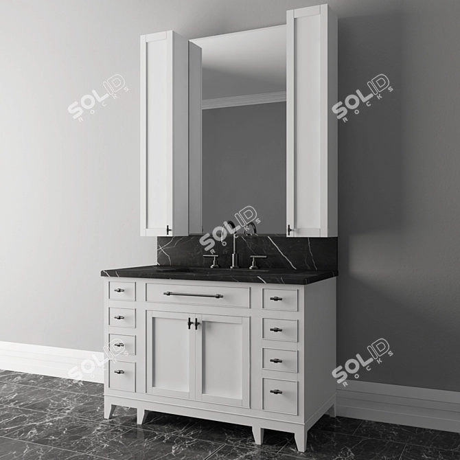 Sleek White Bathroom Set 3D model image 2