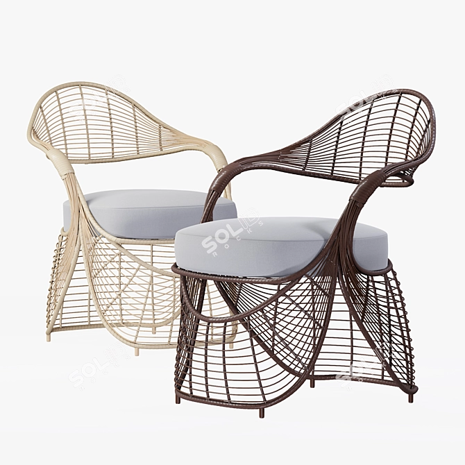 Stylish Rattan Seating: MANOLO Chair 3D model image 1