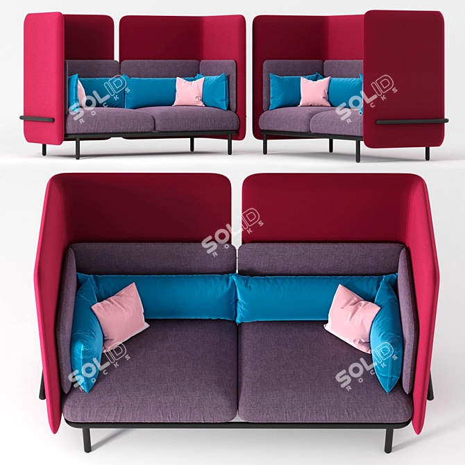 BuzziSpark 2-Seater High-Back Sofa 3D model image 1