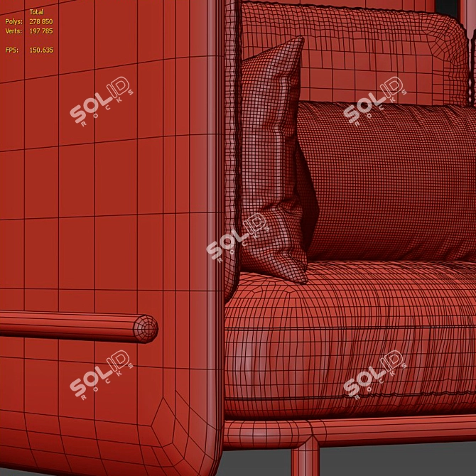 BuzziSpark 2-Seater High-Back Sofa 3D model image 3