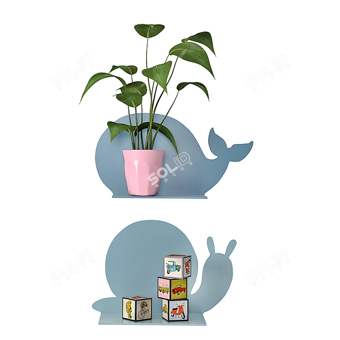 Scandinavian Kiddy Shelves: Playfully Designed & Functional 3D model image 1