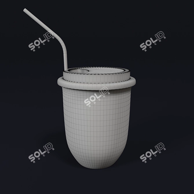 Ceramic Glass with Lid & Straw 3D model image 3