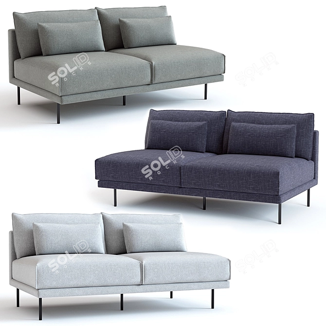 Modern West Elm Halsey Armless Sofa 3D model image 1