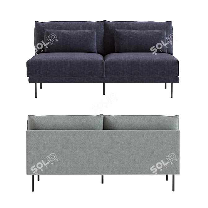 Modern West Elm Halsey Armless Sofa 3D model image 3