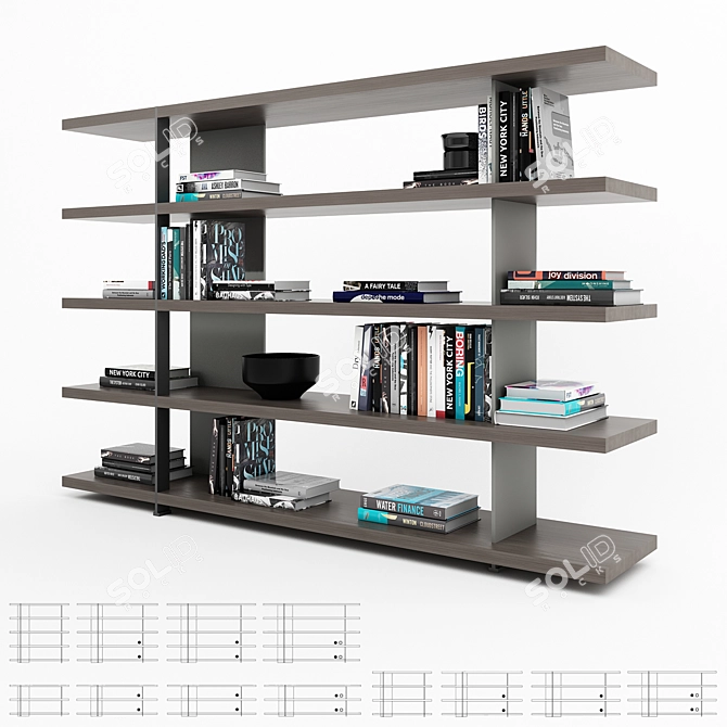 Bristol Light and Sleek Bookcase 3D model image 1